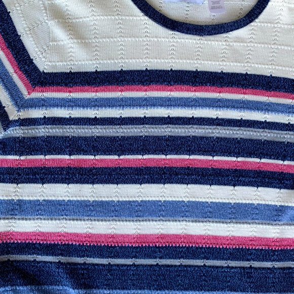 Vtg 90s y2k pastel striped grandma sweater - Picture 8 of 10